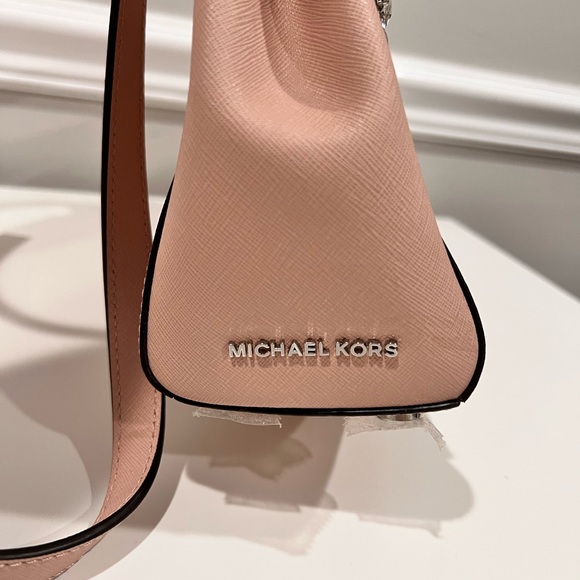 Michael Kors Beige Saffiano Leather Small Ava Crystal’s Top Handle Bag. - Picture 8 of 13